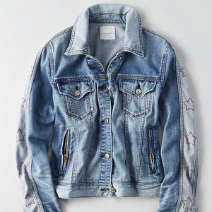 American Eagle Star Embroidered Denim Jacket